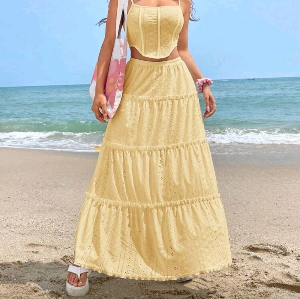 Elegant Yellow Maxi Skirt
